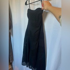 White House Black Market strapless black lace dress, size: 00.